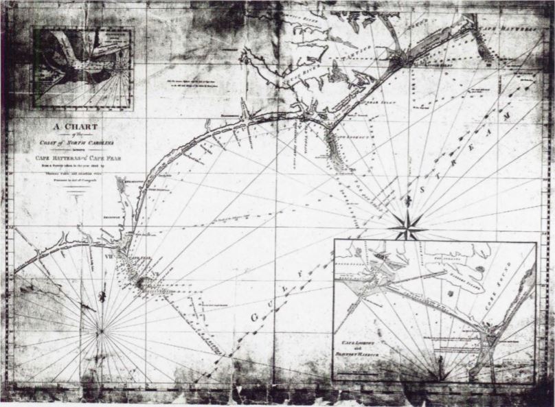 The 1806 navigational chart of the North Carolina coast, considered the first such chart commissioned by the U.S. Government. (NOAA)