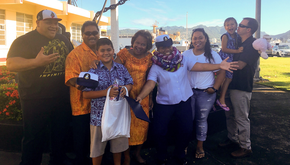 EMCS Baby Scott and ohana (family) celebrating at her advancement ceremony at CG Base Honolulu (U.S. Coast Guard Photo).