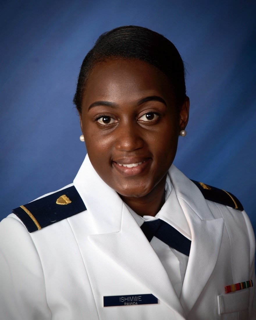First Class Cadet Vivine Ishimwe was awarded the Student Leadership Award at the 2022 (BEYA) Global Competitiveness Conference in Washington, D.C. Ishimwe is currently majoring in cyber systems at the Coast Guard Academy. 