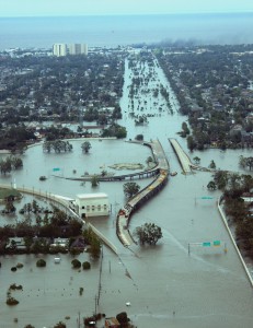 Coast Guard over-flights show the flooding and damage in the wake of Hurricane Katrina. (U.S. Coast Guard)