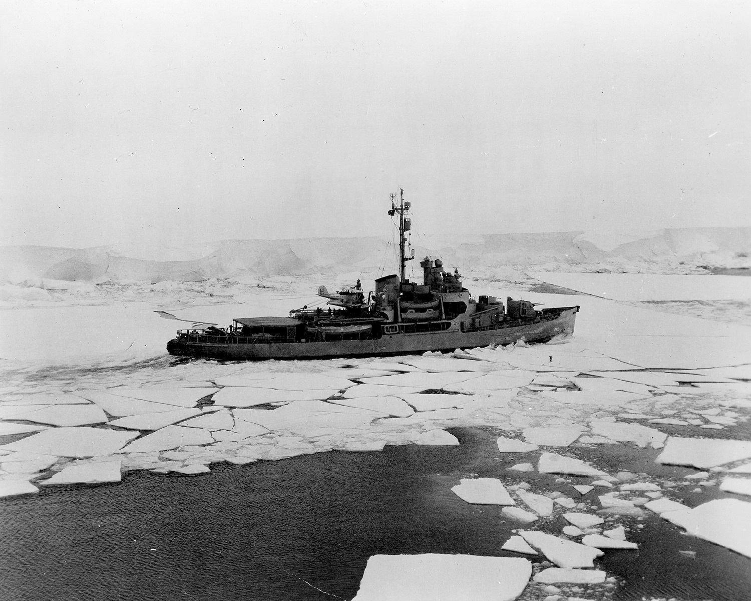 Famed Coast Guard Icebreaker Northwind, under the command of Capt. Tommy Thomas, breaking ice in 1947’s Operation “Deep Freeze.” (U.S. Coast Guard)