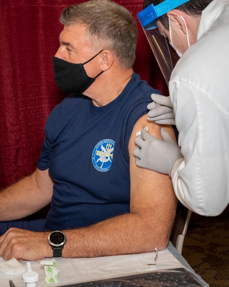 Admiral Karl Schultz gets the COVID-19 vaccine Dec. 28, 2020. 