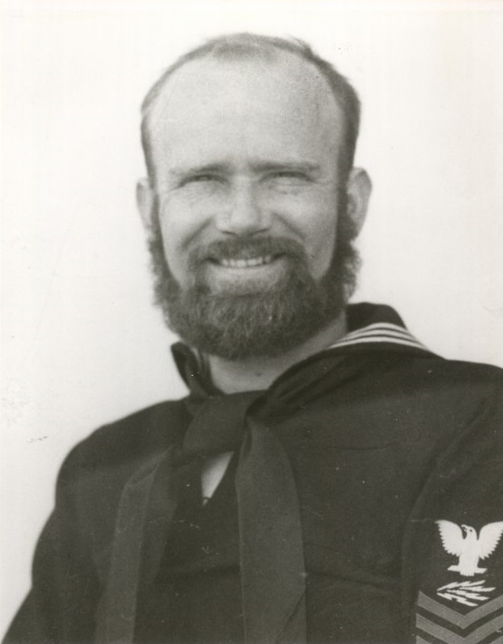 1.	A bearded Radioman First Class Benjamin Bottoms in dress blue uniform. (Family of Olga Bottoms Richardson)