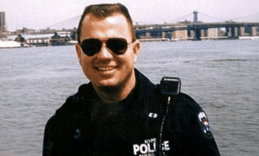 Petty Officer 2nd Class Vincent G. Danz, a port security specialist, poses for a photo in his New York City Police Department uniform. Danz lost his life responding to the World Trade Center on 9/11. (NYPD photo)v