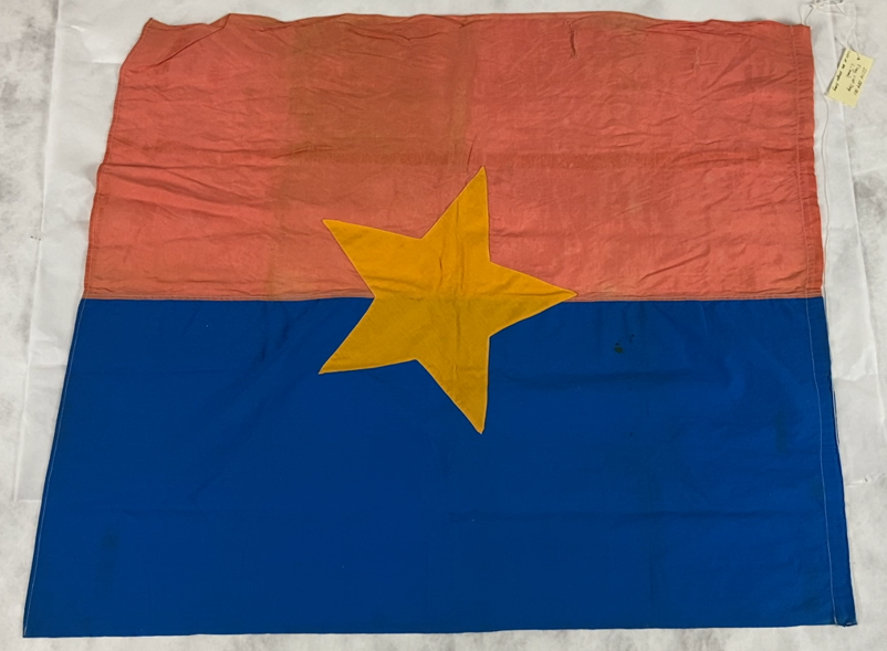 1)	Vietcong flag (U.S. Coast Guard Heritage Asset Collection # 2014.084.001) captured by Coast Guard Cutter Point Jefferson during the Vietnam War. (Courtesy of the author)