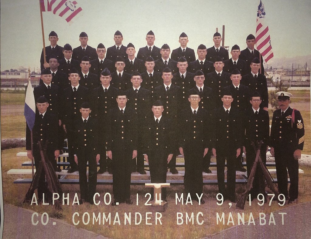 1.	Official 1979 Coast Guard photograph of William Flores’s Coast Guard Training Center graduation with Alpha Company 124 at Alameda, California. (U.S. Coast Guard)