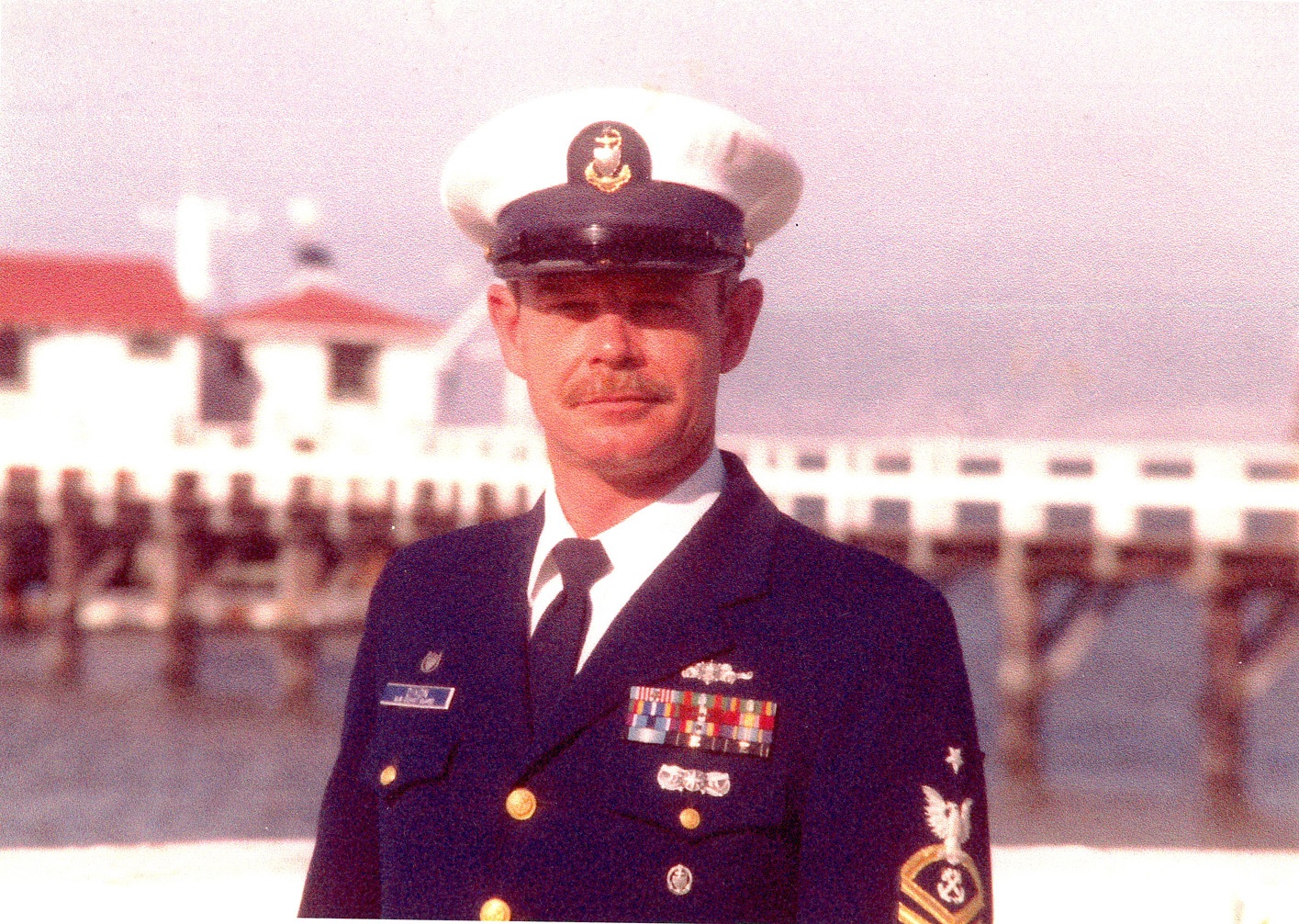 Senior Chief Petty Officer Richard Dixon photographed in his dress blues in Oregon. (U.S. Coast Guard)