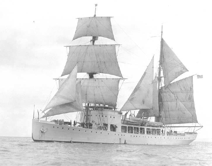 1.	Rare photograph of Northland under sail. Her sails were rarely used so the sail rig was taken down and the masts used for antenna and electronic gear. (U.S. Coast Guard)