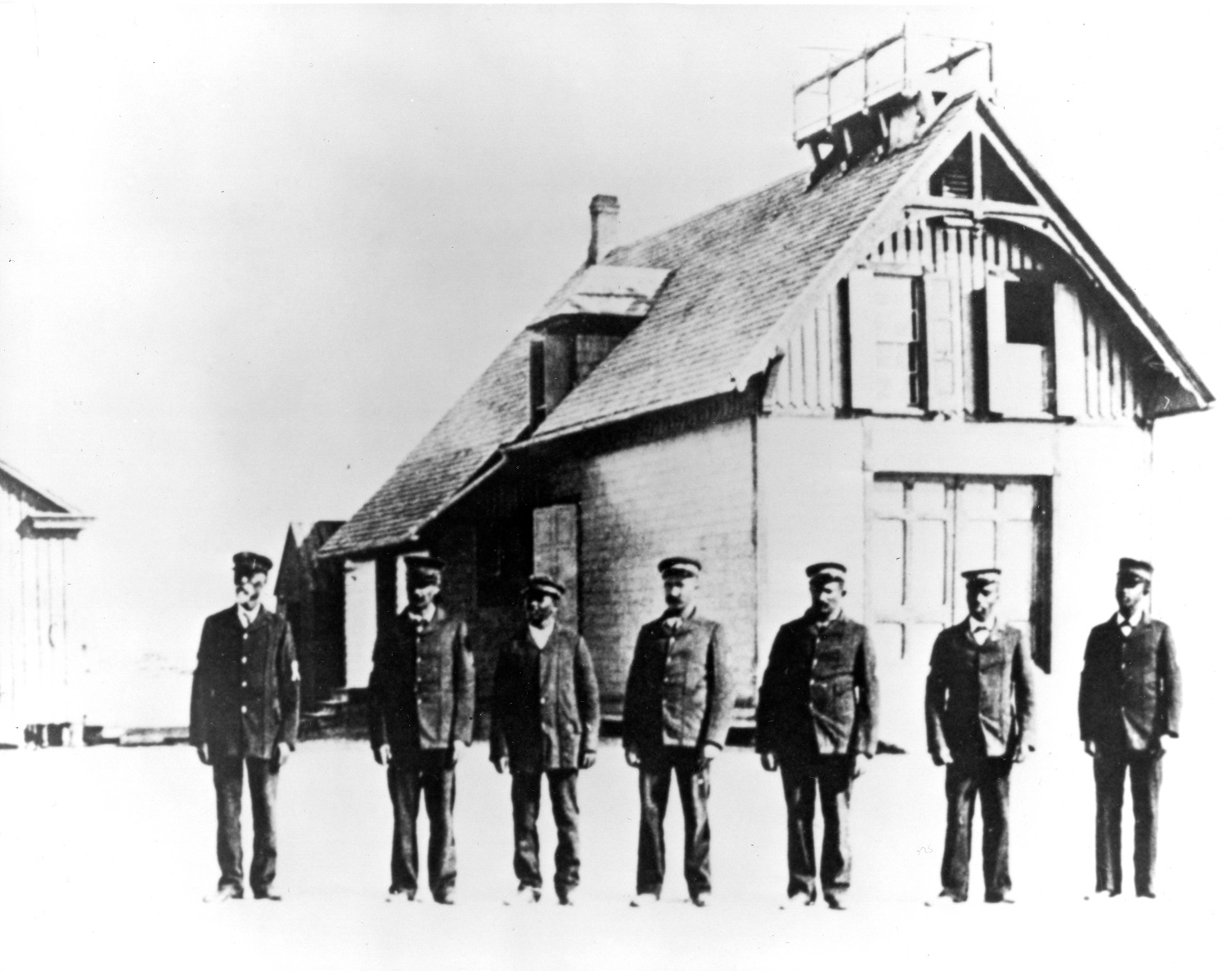 Rare photo showing the heroic Pea Island Lifesaving Station crew commanded by famed African American keeper Richard Etheridge. (Coast Guard Collection)