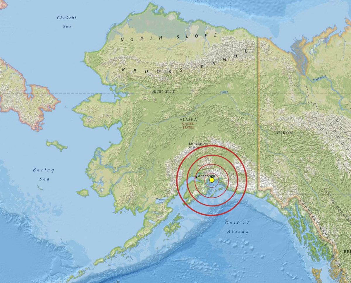 1.	A map from the National Oceanic and Atmospheric Administration (NOAA) showing the State of Alaska and the epicenter of the Great Alaska Earthquake of 1964. (NOAA)