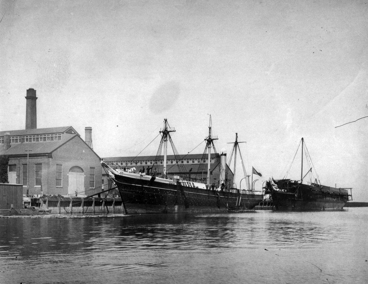 Vintage photo of the mothballed USS Thetis moored at the Mare Island Navy Yard before its transfer from the Navy to the Revenue Cutter Service. (Navsource.org)