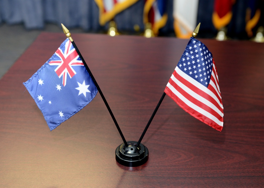 The United States Coast Guard and the Australian Department of Home Affairs have signed a memorandum of agreement for a system of mutual officer exchange, April 27, 2020. The Coast Guard and Australia work closely throughout the Pacific on a number of different missions ranging from search and rescue to maritime law enforcement. (U.S. Coast Guard photo by Petty Officer 3rd Class Matthew West/Released)