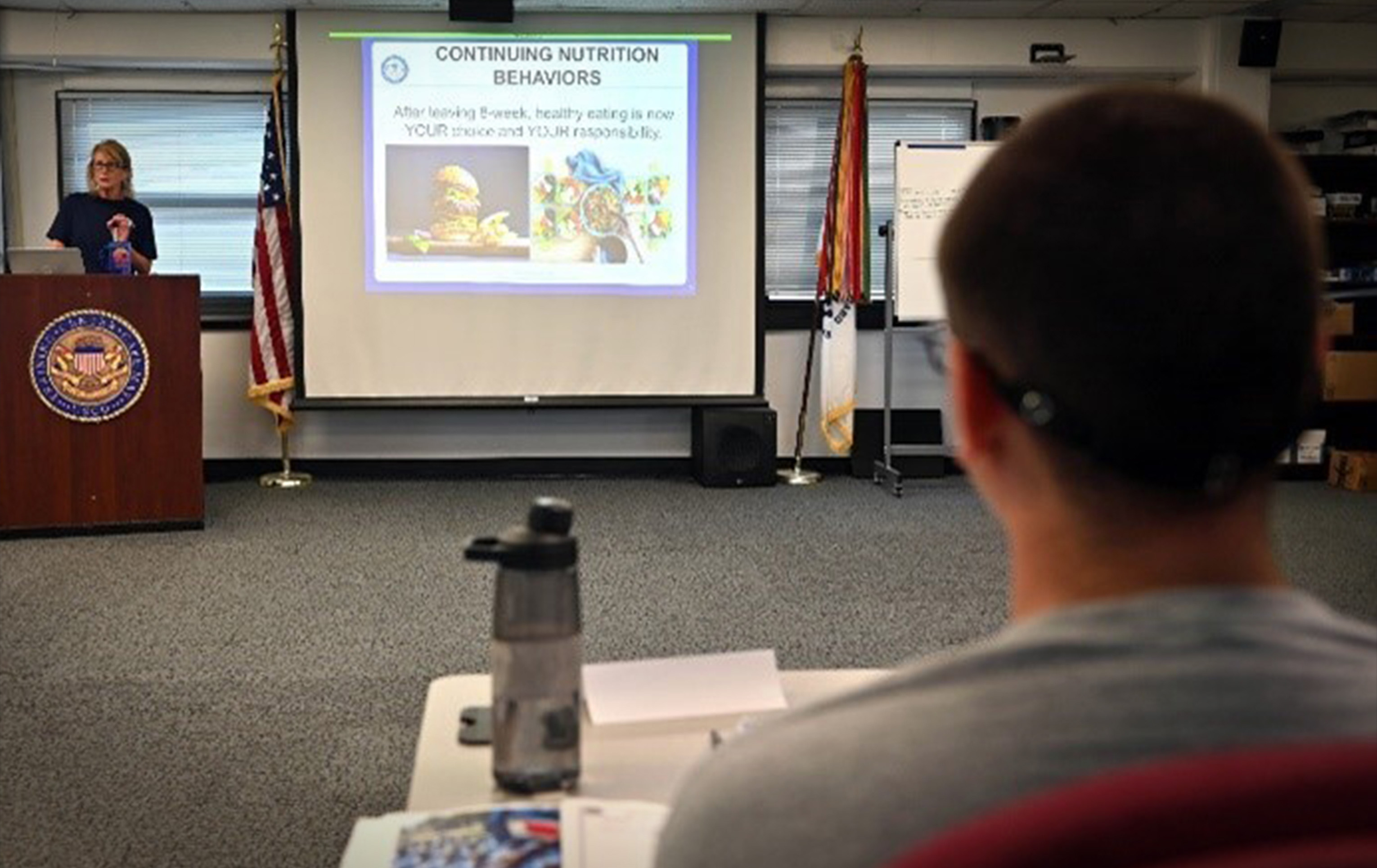 Sentinel Preparatory Course. An FSPC candidate in nutrition class being taught by one of the registered dietitians on staff at Training Center Cape May (U.S. Coast Guard Photo Courtesy of Coast Guard Recruiting Command). Sentinel Preparatory Course. An FSPC candidate in nutrition class being taught by one of the registered dietitians on staff at Training Center Cape May (U.S. Coast Guard Photo Courtesy of Coast Guard Recruiting Command).