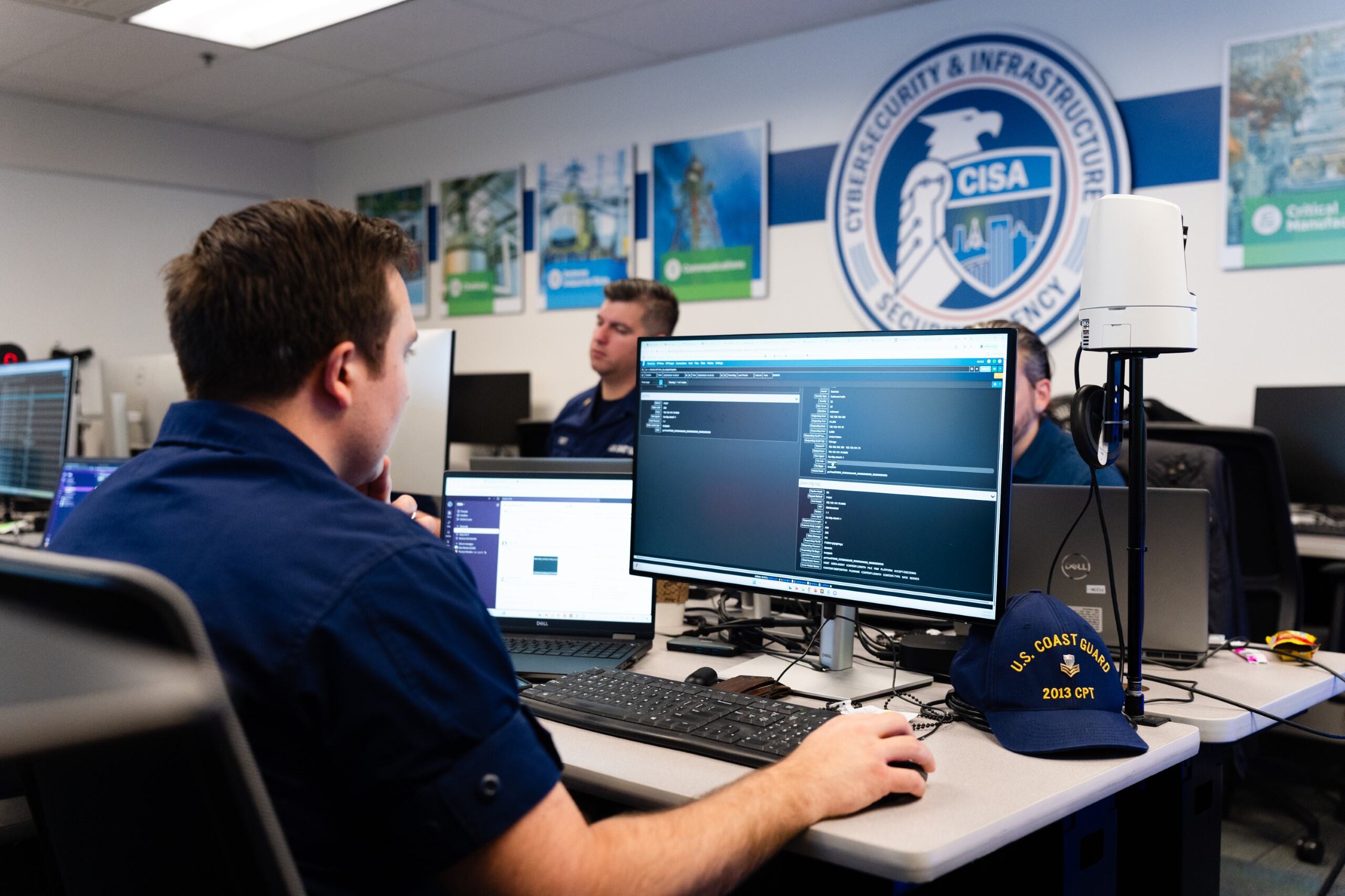 2013 Cyber Protection Team members conduct live threat hunting operations during a simulated cyberattack on the maritime platform. 2013 Cyber Protection Team members conduct live threat hunting operations during a simulated cyberattack on the maritime platform.