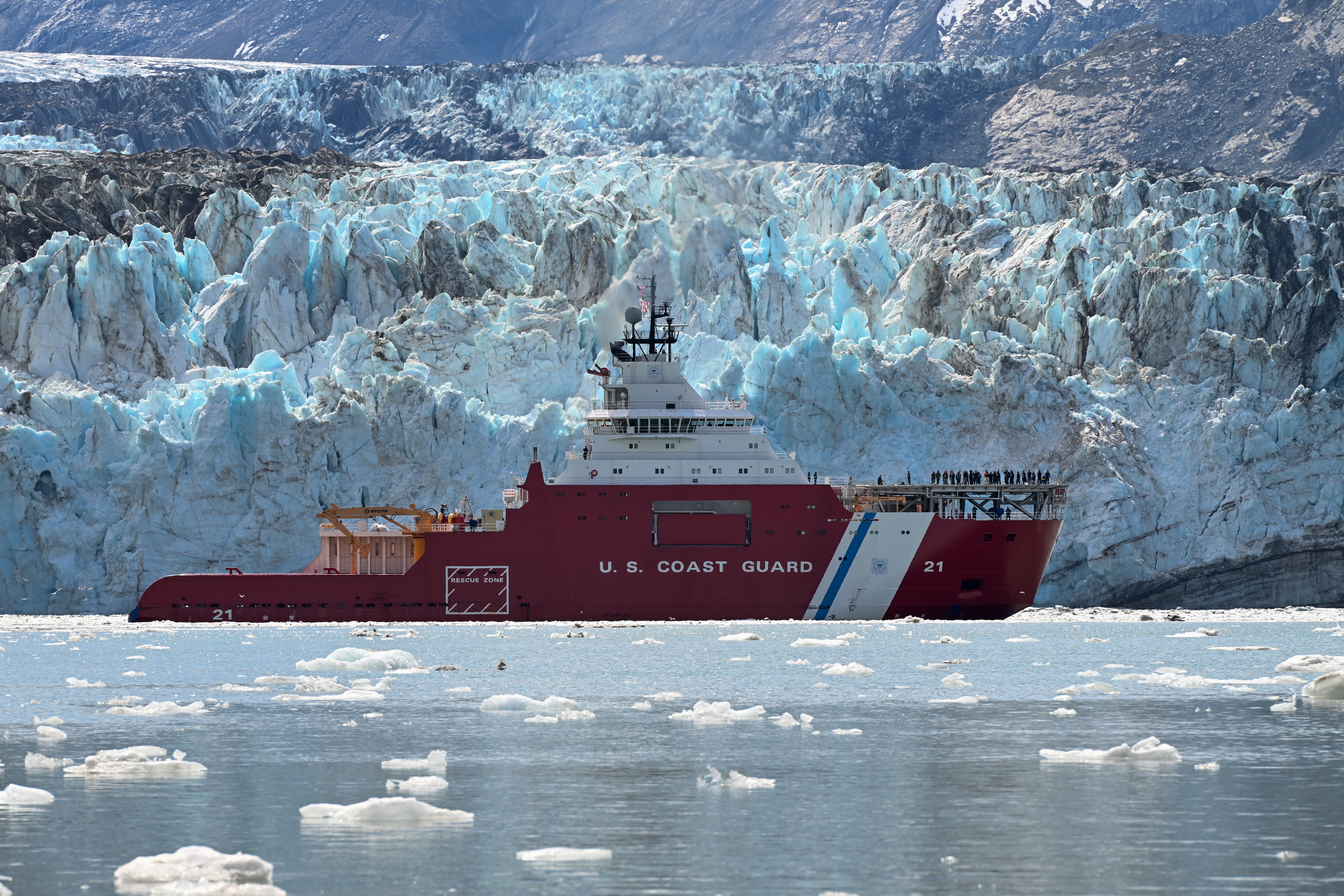 The U.S. Coast Guard Cutter Storis uses dynamic positioning to maintain its position near the Johns Hopkins Glacier in Glacier Bay National Park and Preserve, Alaska, Aug. 5, 2025. The Storis is equipped with Dynamic Positioning Class 2 capabilities which provide redundancy and ensure station-keeping even with the failure of a critical component, such as a generator or thruster. (U.S. Coast Guard photo by Petty Officer 3rd Class Ashly Murphy) The U.S. Coast Guard Cutter Storis uses dynamic positioning to maintain its position near the Johns Hopkins Glacier in Glacier Bay National Park and Preserve, Alaska, Aug. 5, 2025. The Storis is equipped with Dynamic Positioning Class 2 capabilities which provide redundancy and ensure station-keeping even with the failure of a critical component, such as a generator or thruster. (U.S. Coast Guard photo by Petty Officer 3rd Class Ashly Murphy)