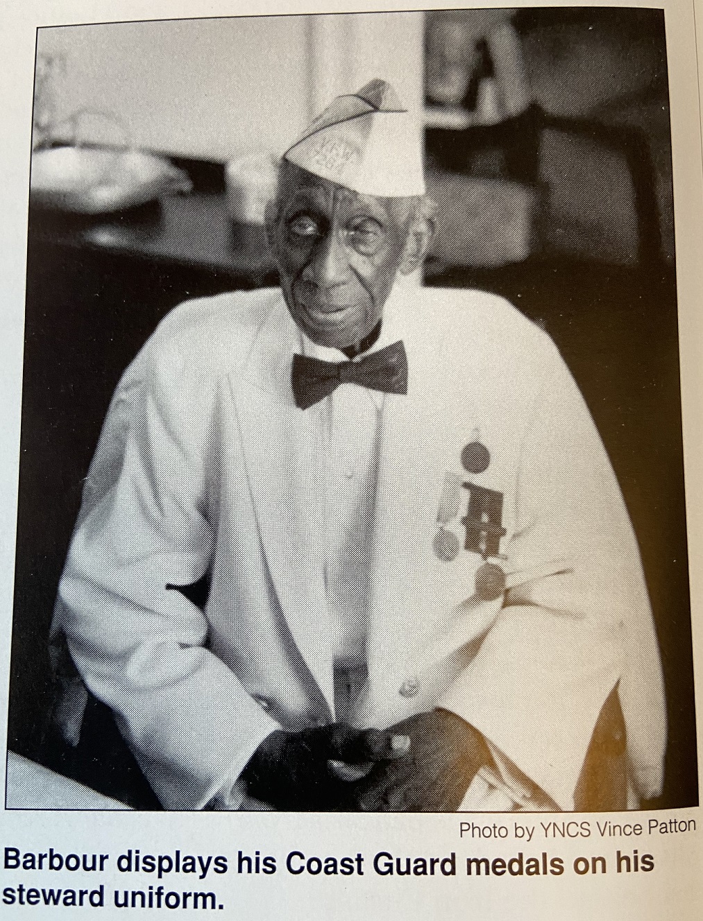 Commissary Steward First Class Alphonzo F. Barbour dressed in his steward uniform including medals he received during his Coast Guard career. (Courtesy of Vince Patton)