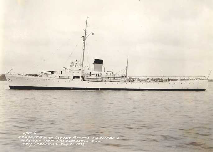 The Coast Guard Cutter Campbell, a 327- foot cutter shown during peace time in the late 1930s. (U.S. Coast Guard)