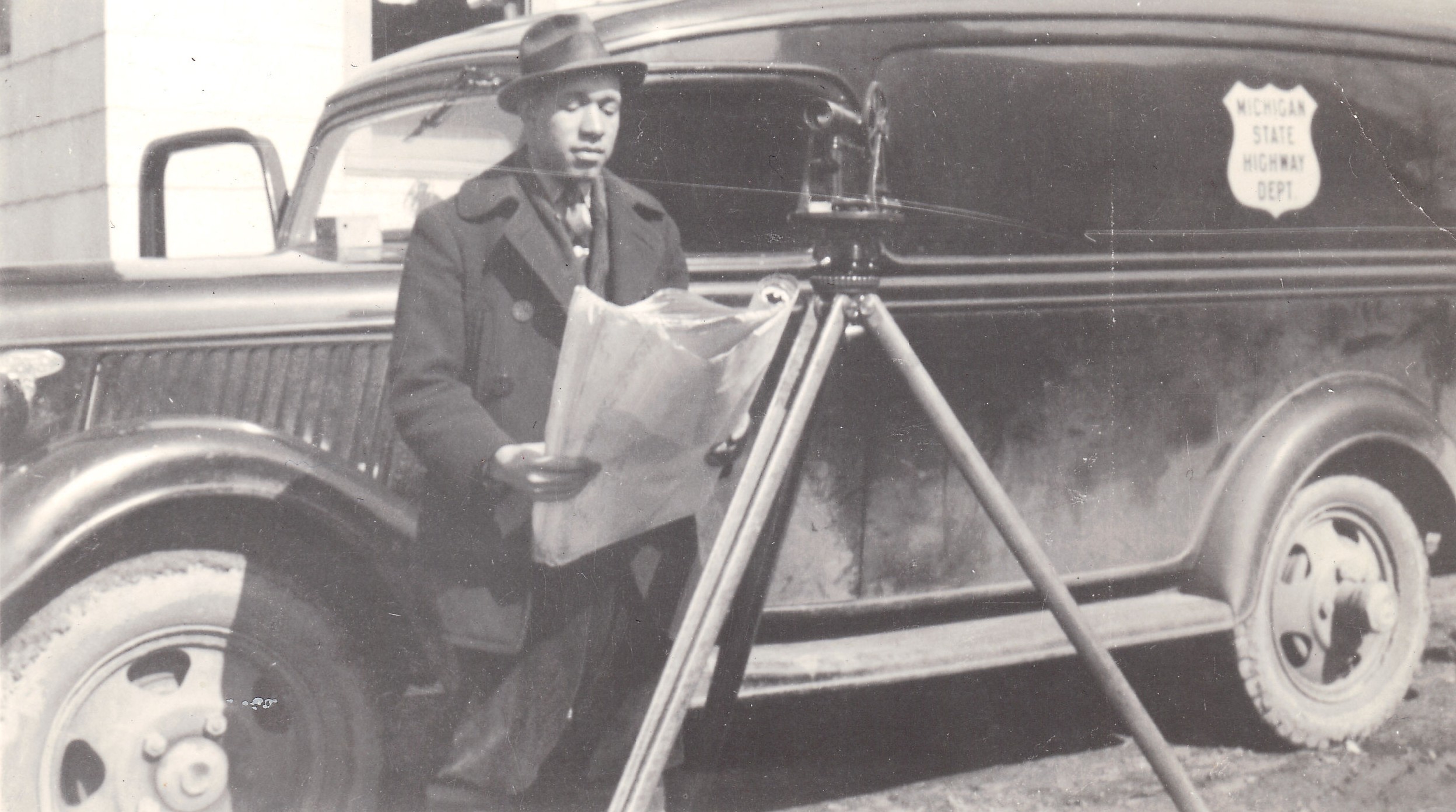 2.	A pre-war photograph of civil engineer Joseph Jenkins on the job for the Michigan State Highway Department. (photo courtesy of the Jenkins Family)