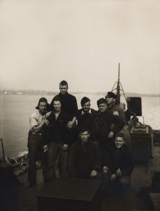 A 1943 crew photo of the 83-foot rescue boat CG-83377 (later known as CG-16) stationed at Galveston, Texas, from 1942 to 1944. (Courtesy of Hannigan family)