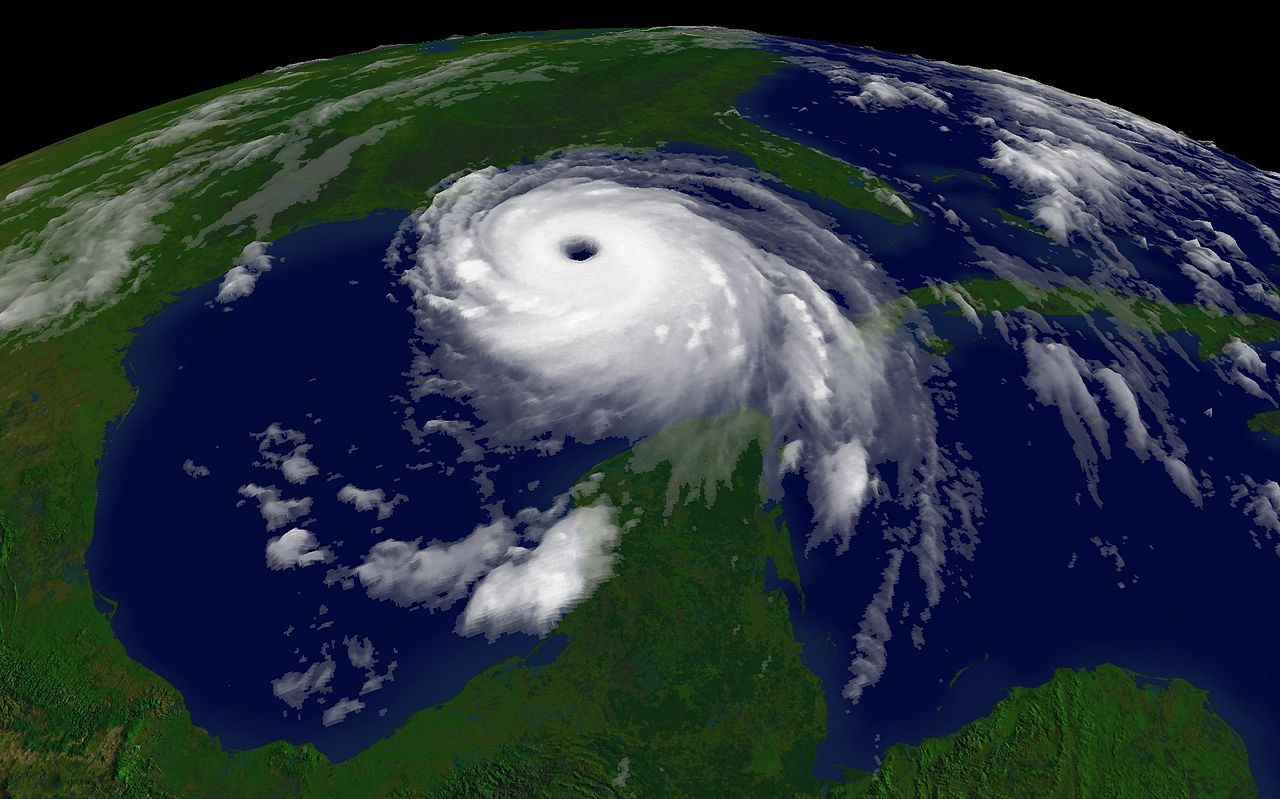 A satellite image of Hurricane Katrina in 2005 before it made landfall in the Gulf. (NOAA)