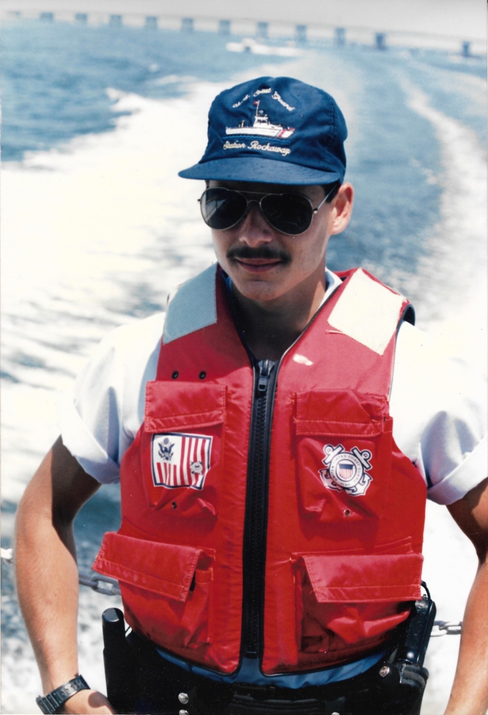 Petty Officer 1st Class Jeffery Palazzo on patrol while serving at Coast Guard Station Rockaway. (U.S. Coast Guard) 