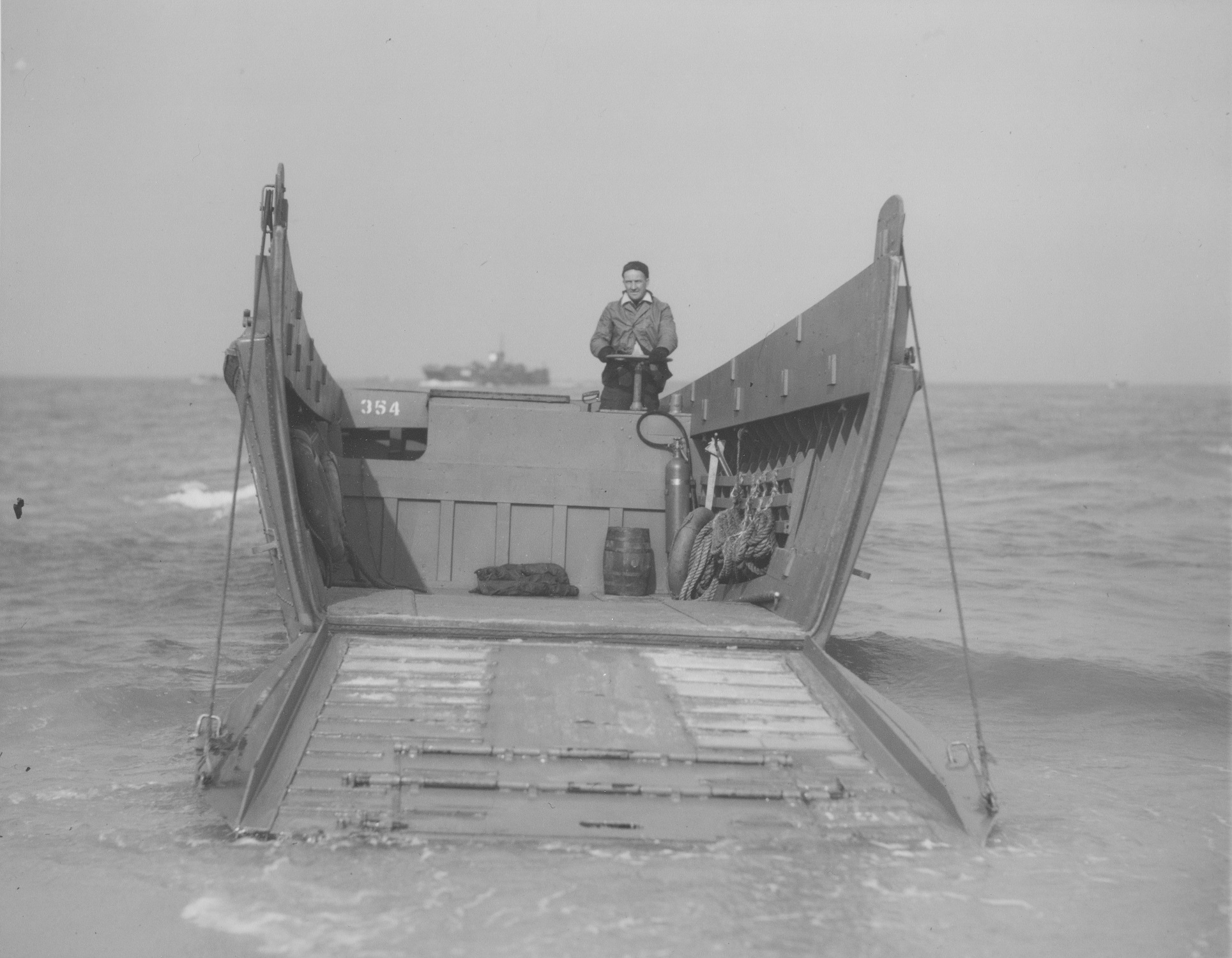Photo showing an LCVP, also known as a “Higgins Boat,” which boasted an armored bow ramp for easier access between the cargo bay and the beach. (Courtesy of the U.S. Navy)