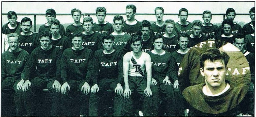 Photograph of the Taft School track team with Fletcher Burton seated fourth from the left. (Taft School yearbook, 1941)