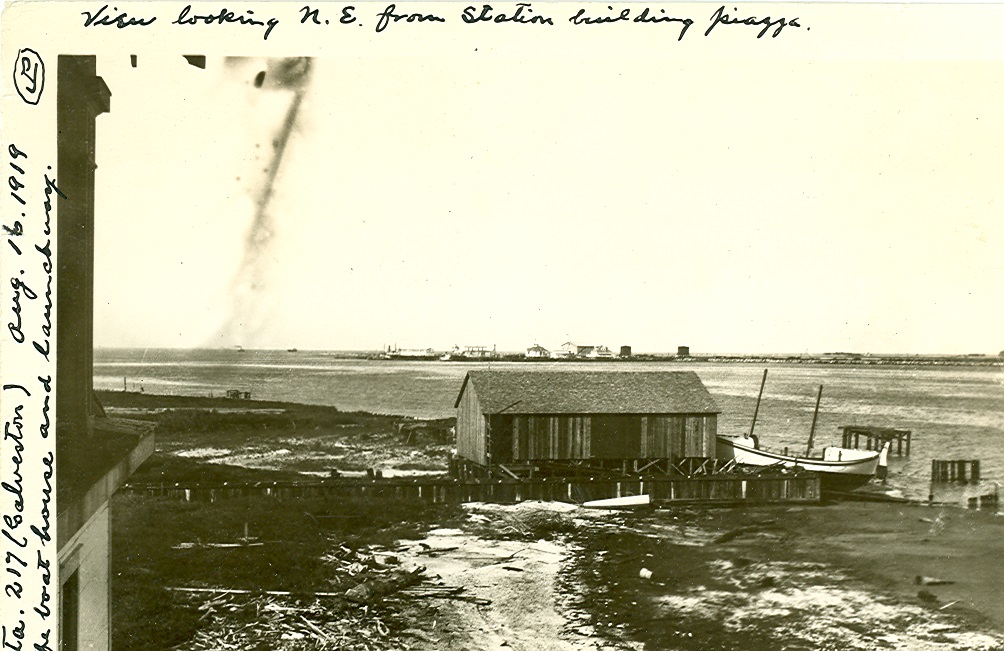 A rare 1919 photograph showing the Fort Point Life-Saving Station rebuilt years after the Great Galveston Hurricane. (U.S. Coast Guard Photo)