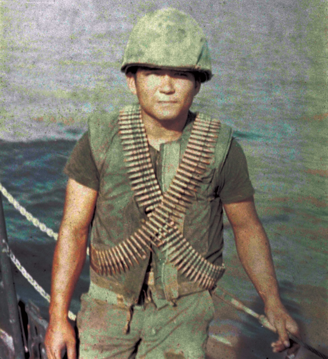 Fireman Heriberto Hernandez, who was killed in action, posthumously received the Bronze Star and Purple Heart medals, and is the namesake for one of the service’s Fast Response Cutters. (U.S. Coast Guard)