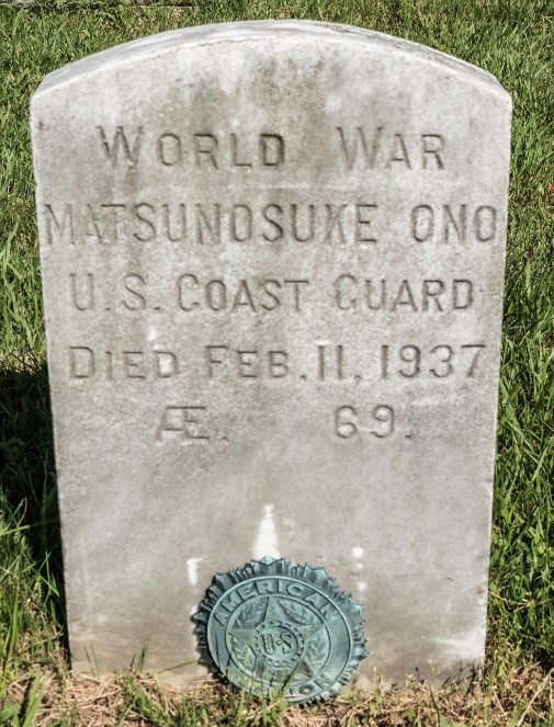 Headstone of Japanese Chief Commissary Steward Matsunosuke Ono, located at Jordan Cemetery in New London, Connecticut. Ono was among the first Asian service members to advance to Chief Commissary Steward. (FindaGrave.com)