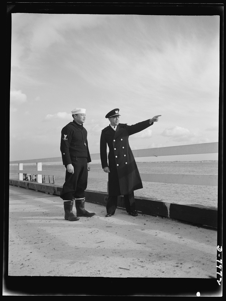Chief Warrant Officer Clarence Samuels serving as an instructor at the integrated Coast Guard Training Center at Manhattan Beach, New York. (Library of Congress)