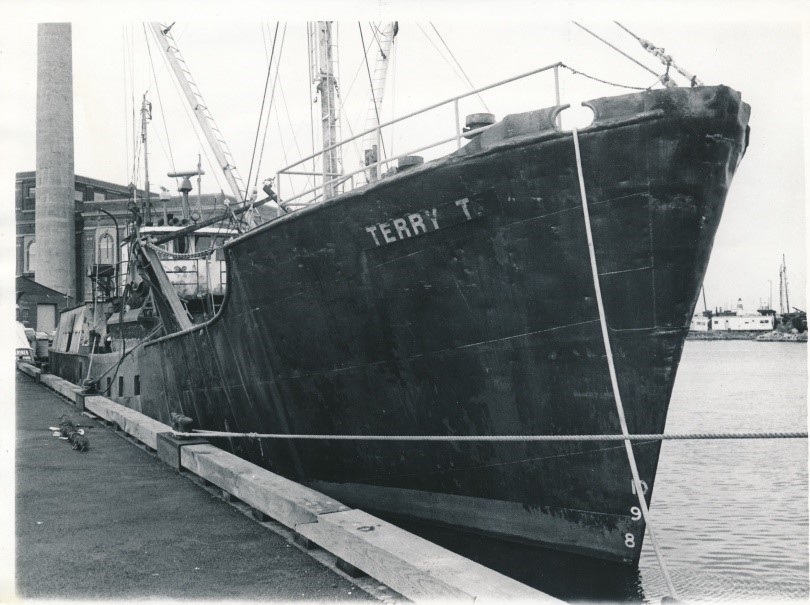 Scallop fishing vessel Terry T moored at Pier 3 in New Bedford Harbor in the late 1970s. (Courtesy of the author)