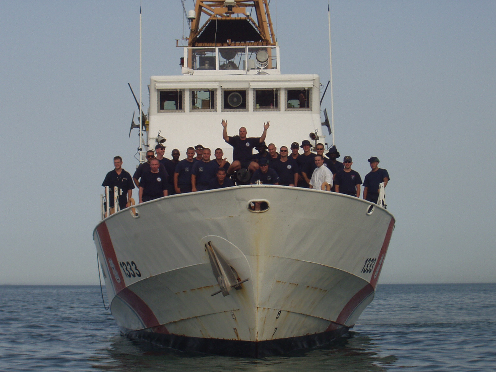 5.	Crew of the Coast Guard Cutter Adak grouped on the bow of the 110-foot cutter. (Courtesy of U.S. Coast Guard)