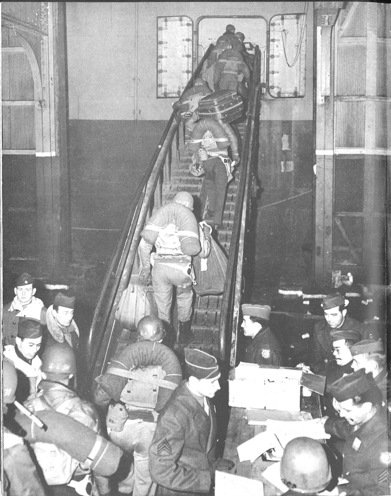 U.S. troops destined for D-Day boarding the Wakefield in Boston. (U.S. Coast Guard) U.S. troops destined for D-Day boarding the Wakefield in Boston. (U.S. Coast Guard)