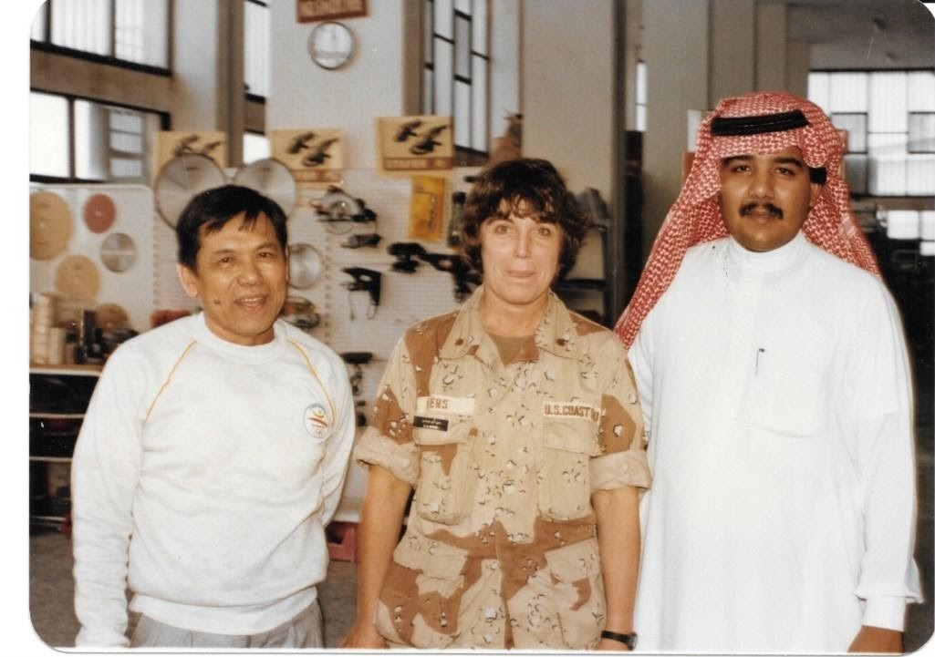 . As Logistics Officer, Lt. Cmdr. Carol Rivers, meets with local suppliers to purchase equipment and materials for PSU 301. (Courtesy of the author)