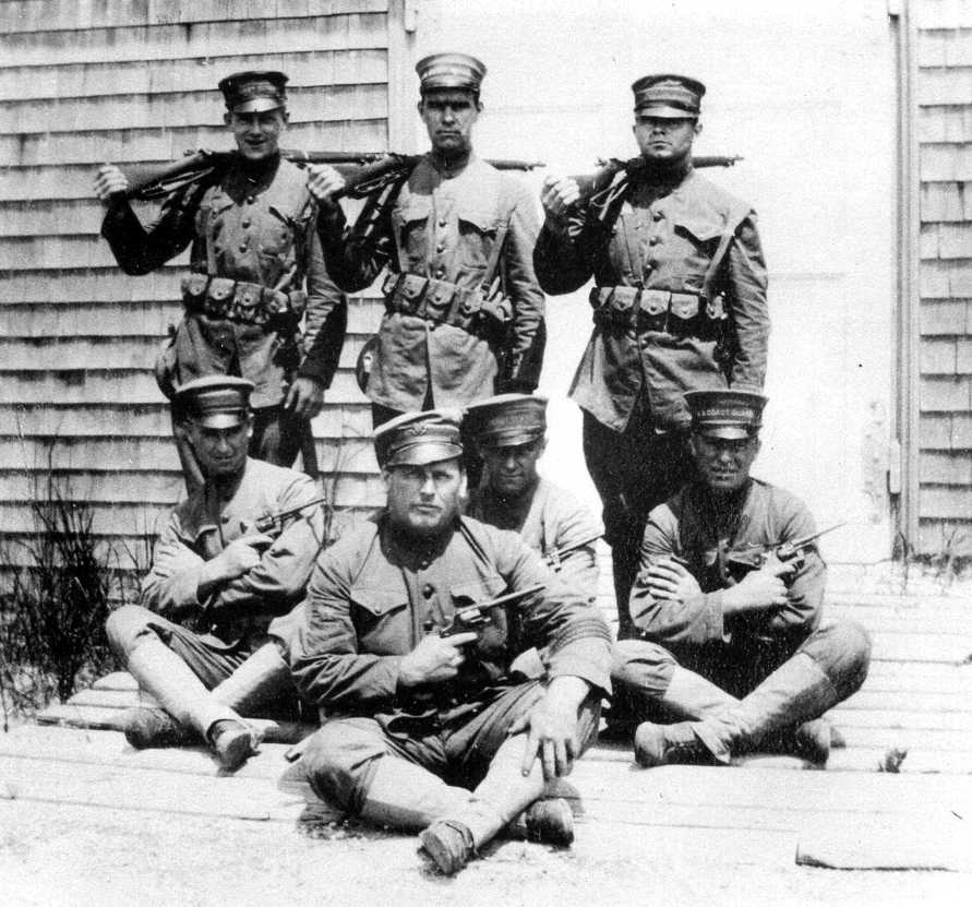 5.	Coast Guard boat station crew at Quonocontaug, Rhode Island, dressed in their World War I uniforms. (Coast Guard Collection)