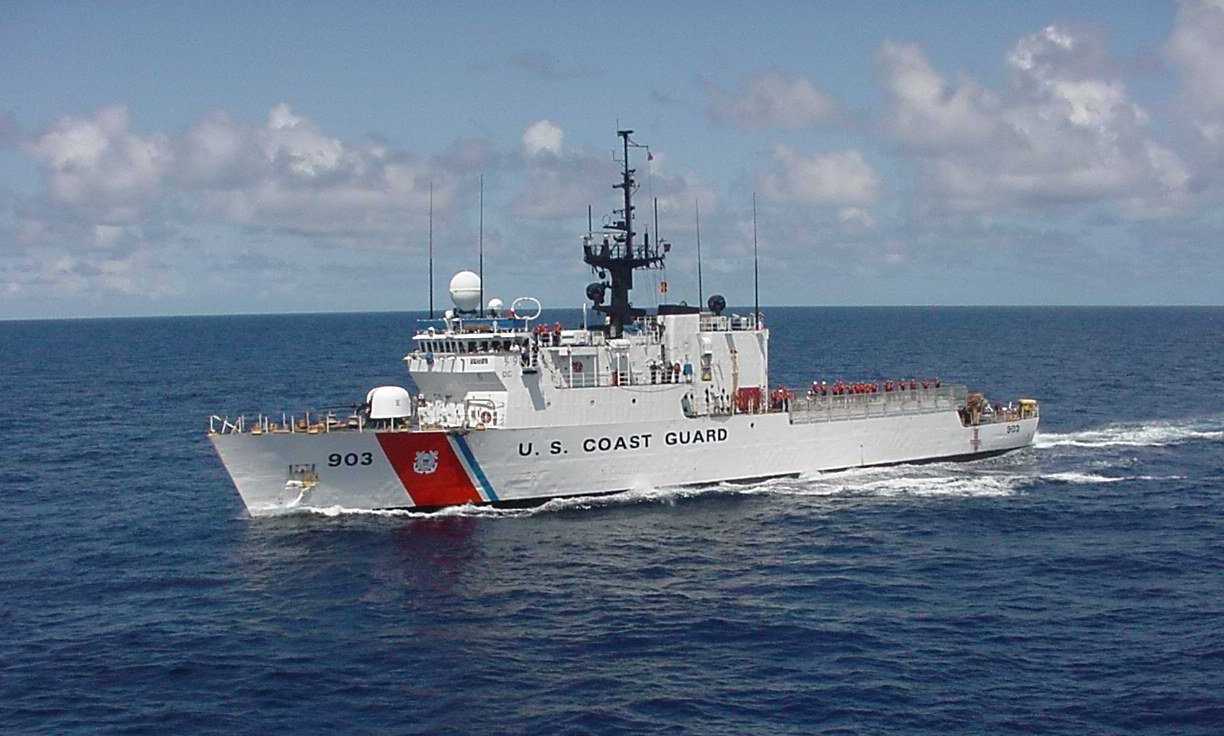The modern 270-foot medium-endurance Cutter Harriet Lane, homeported in Hampton Roads, Va. (Coast Guard photo)