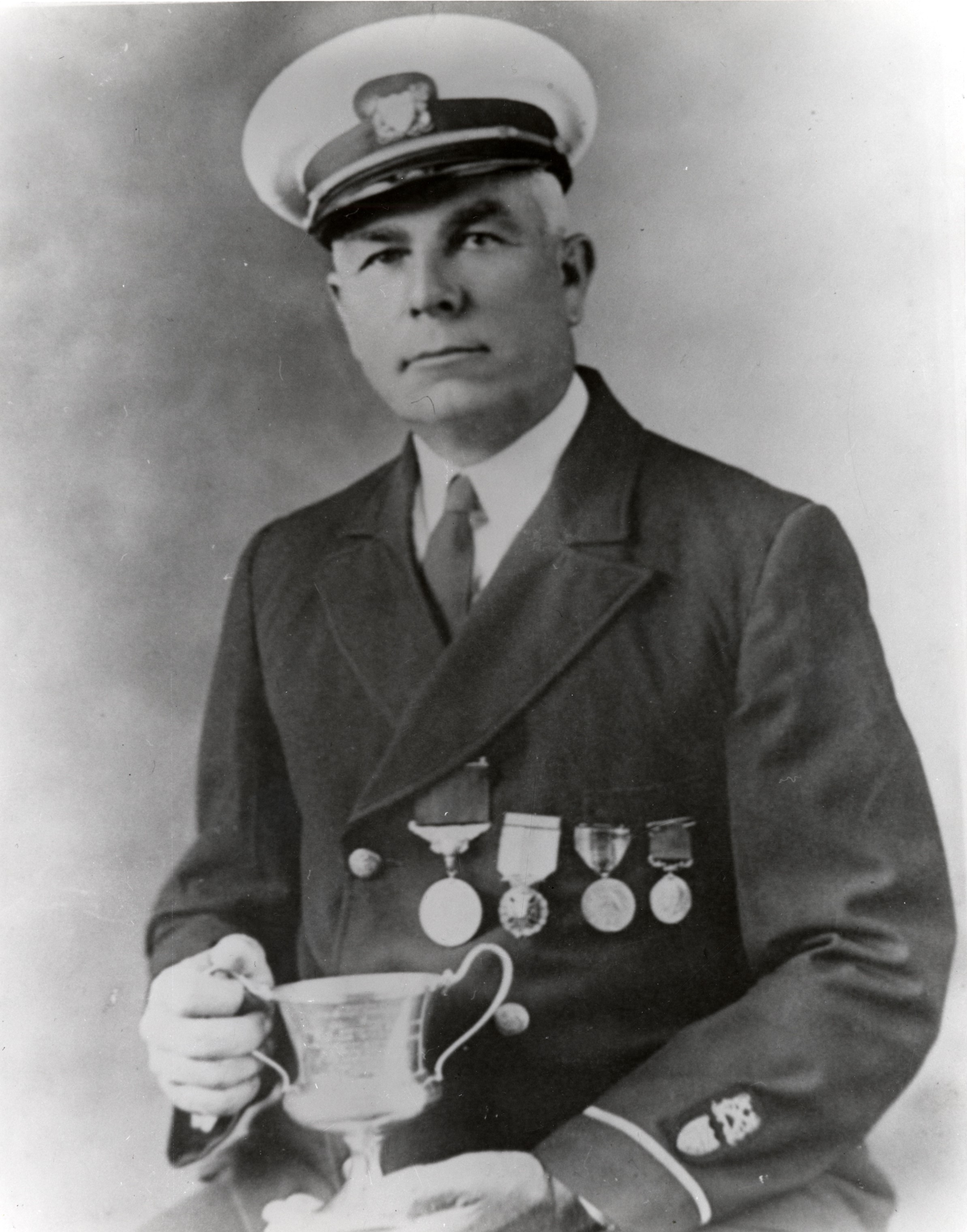 Chief John Allen Midgett in dress uniform adorned with his medals and awards. (U.S. Coast Guard)