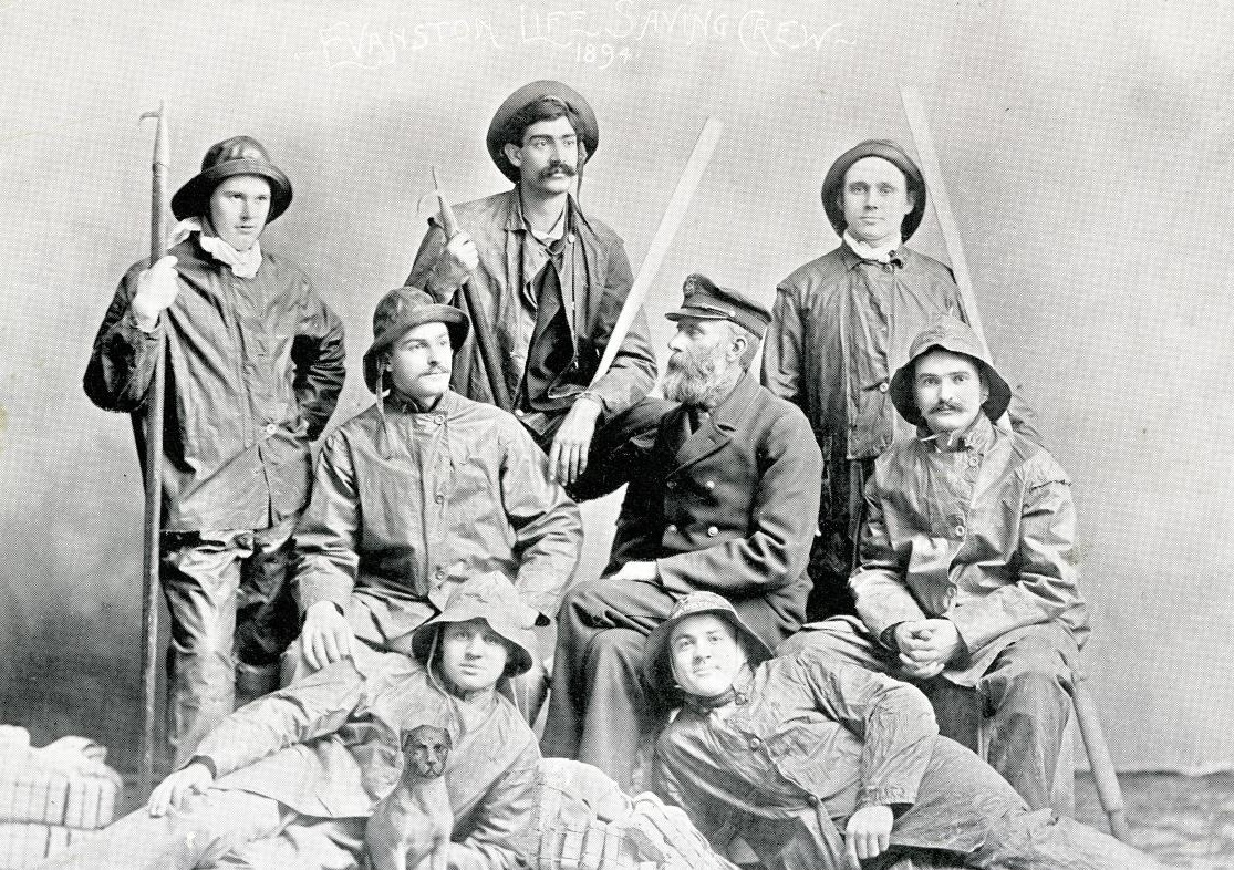 1894 photograph of Keeper Lawson surrounded by his NWU student surfmen. (Courtesy of NWU Deering Library)