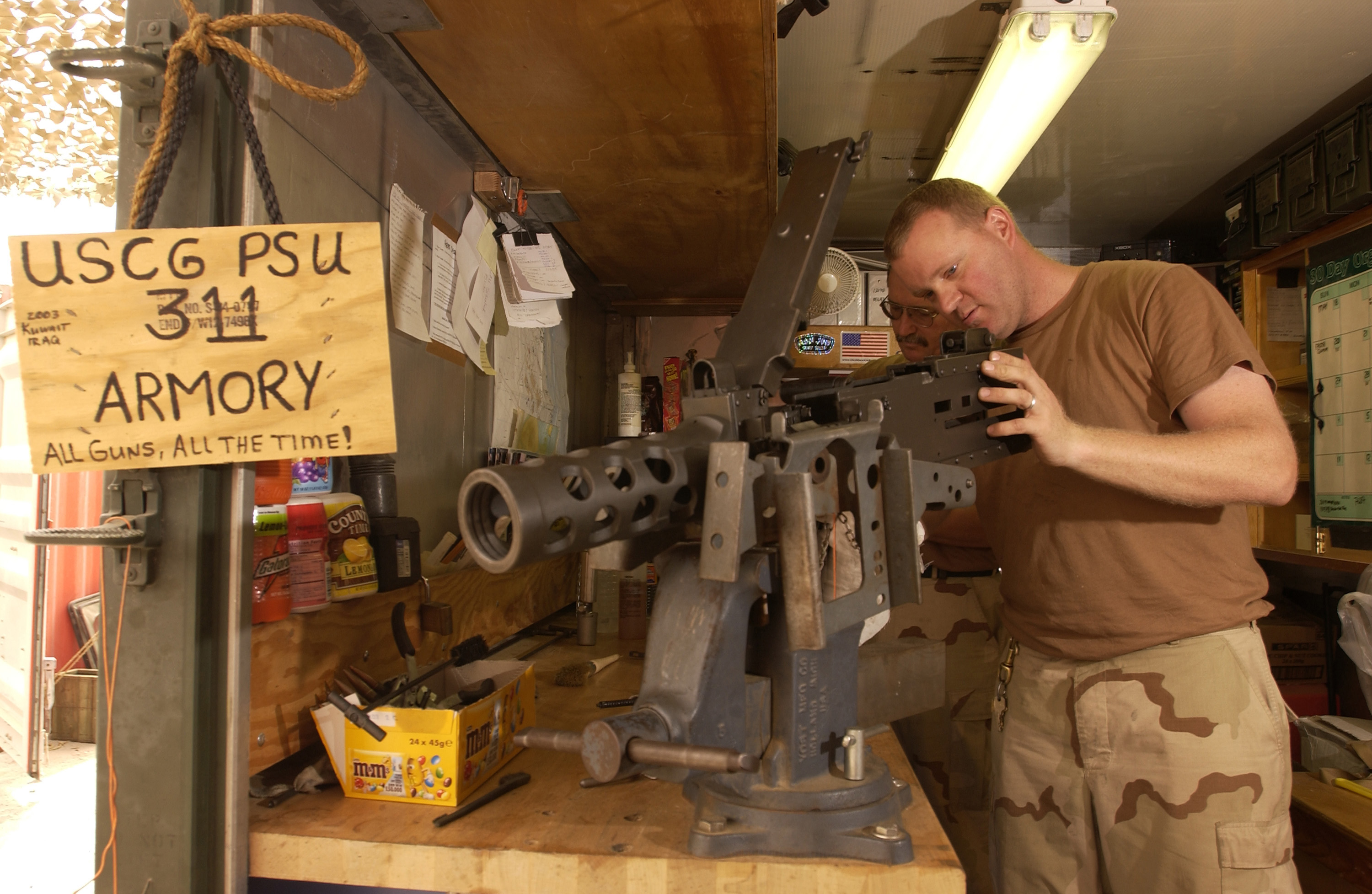 Port Security Unit 311 out of San Pedro, California repair and maintenance shop located at Umm Qasr, Iraq. (U.S. Coast Guard)