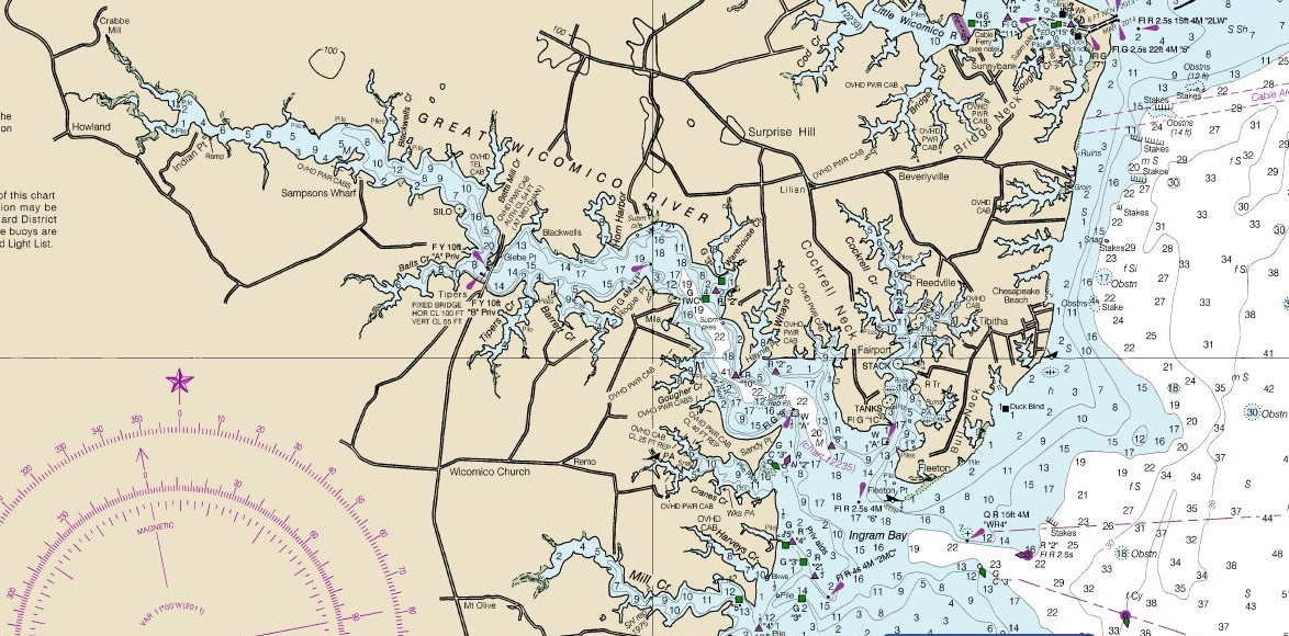 6.	A NOAA maritime chart showing the Great Wicomico River and its tributaries. (www.charts.noaa.gov)