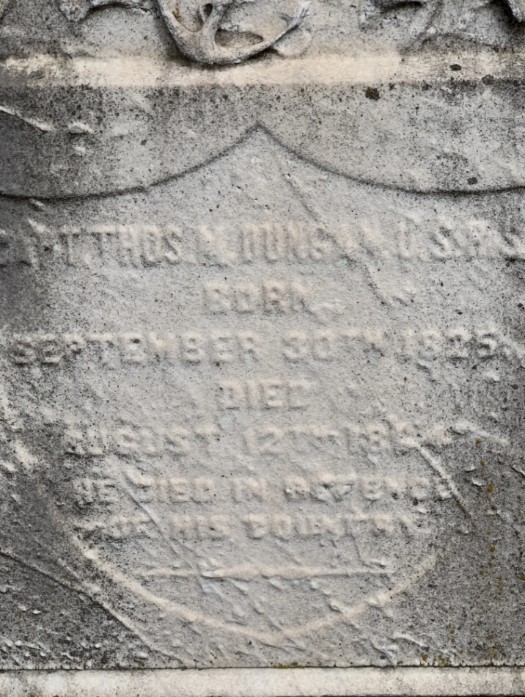 1.	Located in Baltimore’s Greenmount Cemetery, the headstone of Captain Thomas M. Dungan, U.S.R.S. reads, “He died in service of his country.” (https://www.wikitree.com/)