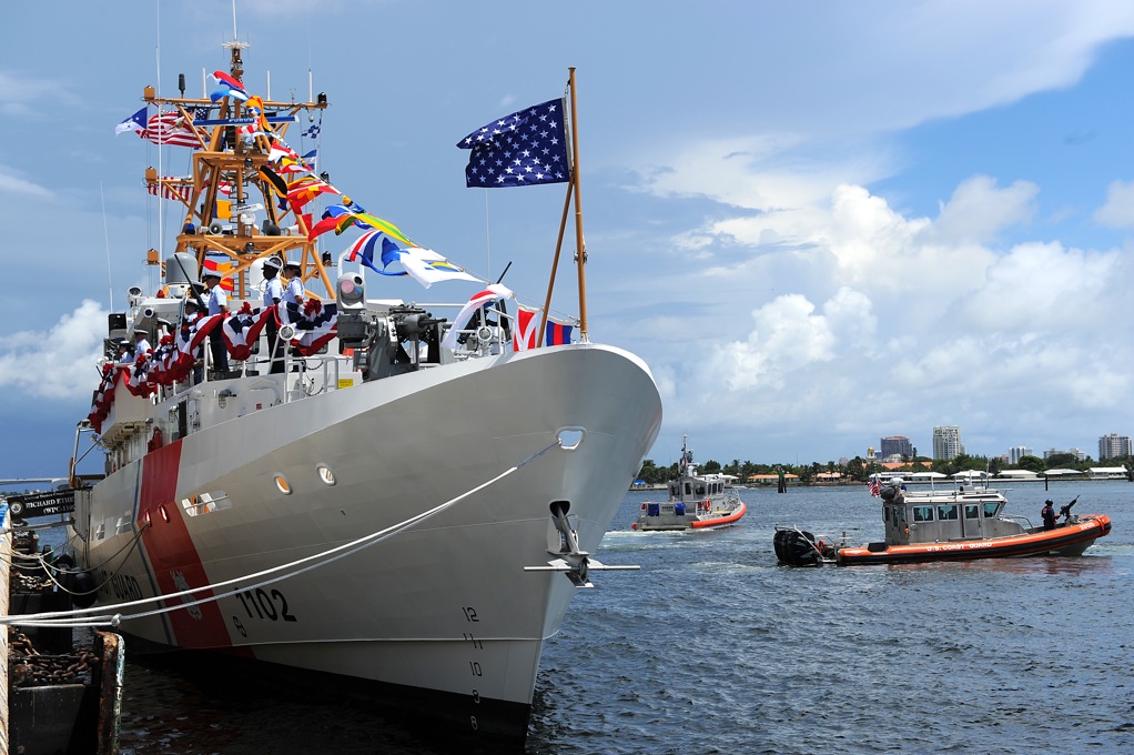 Photo of the new Fast Response Cutter Richard Etheridge, homeported in Miami, and named for the famed North Carolina Lifesaving Station keeper. (Coast Guard photo)