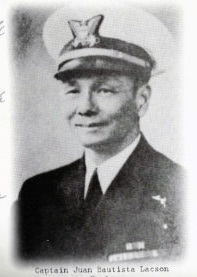Taken during World War II, this official Coast Guard photograph shows LTJG Juan (a.k.a. John) B. Lacson in uniform. (John B. Lacson Foundation Maritime Academy)