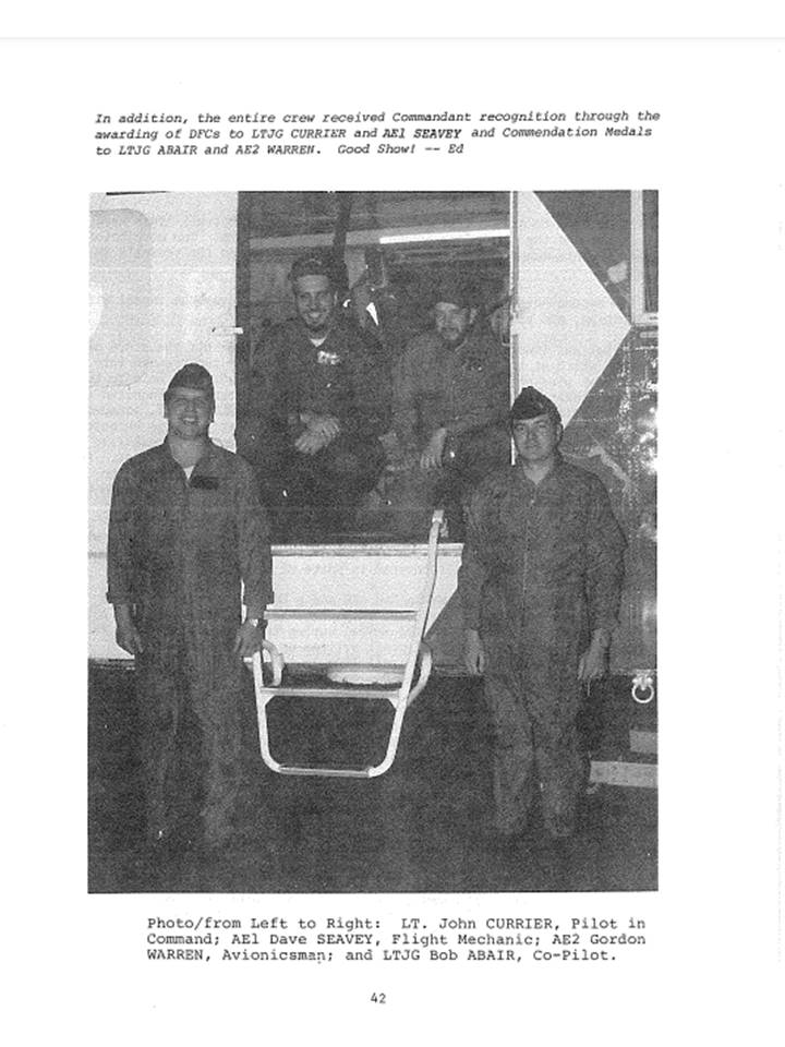 Black and white image of the aircrew of CG-1484 after the daring rescue of the Terry T. (Flight Lines Magazine, July 1981)
