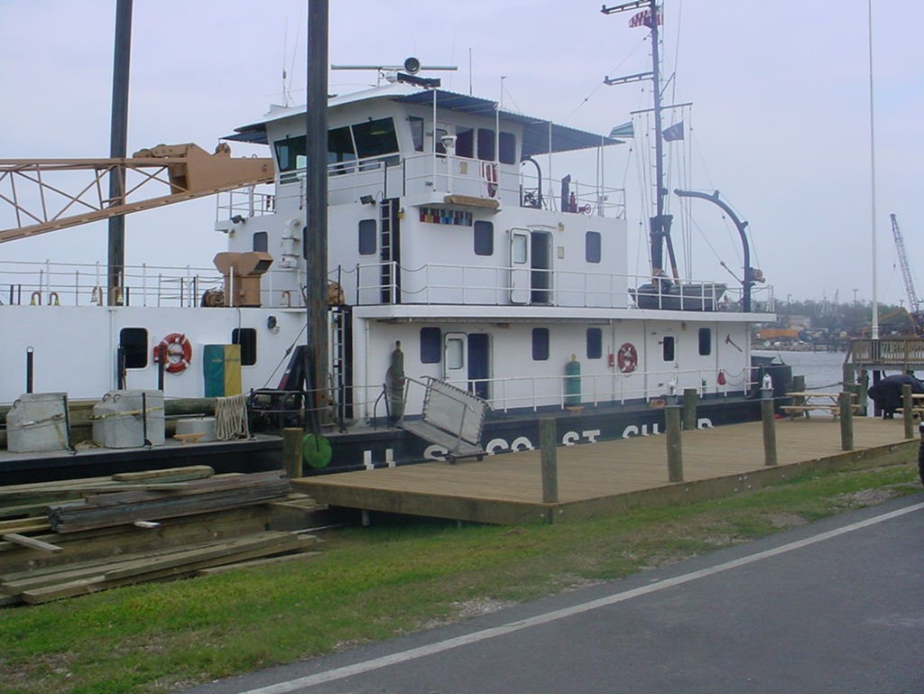 Coast Guard Cutter Pamlico moored in preparation for another deployment to fix aids-to-navigation along the Lower Mississippi River. (Coast Guard)