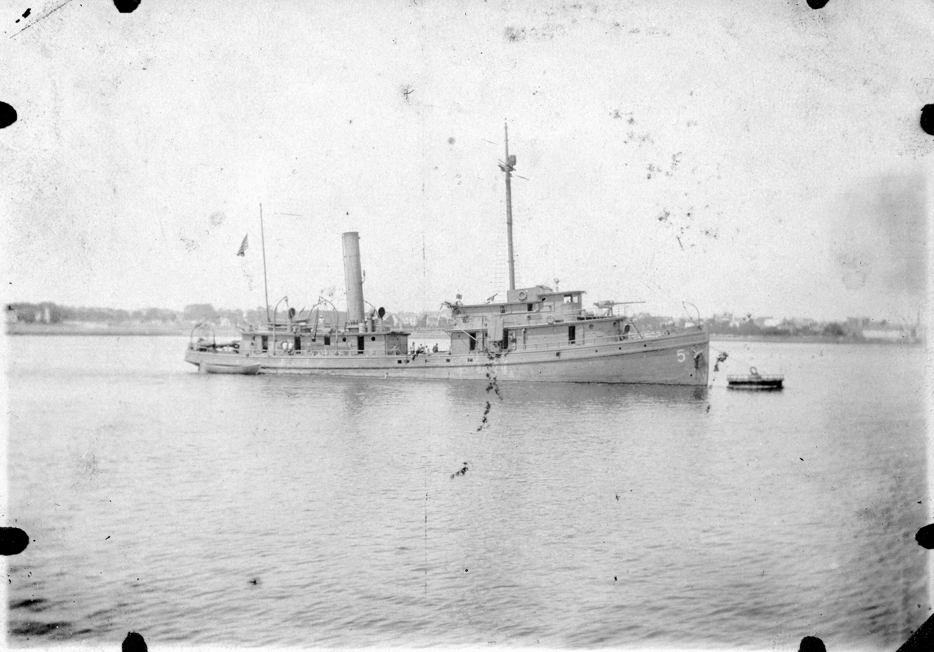 The USS Douglas in calm waters. The minesweepers were former Menhaden fishing vessels designed for Chesapeake Bay weather conditions and not open ocean conditions. (Courtesy of Navsource.org)