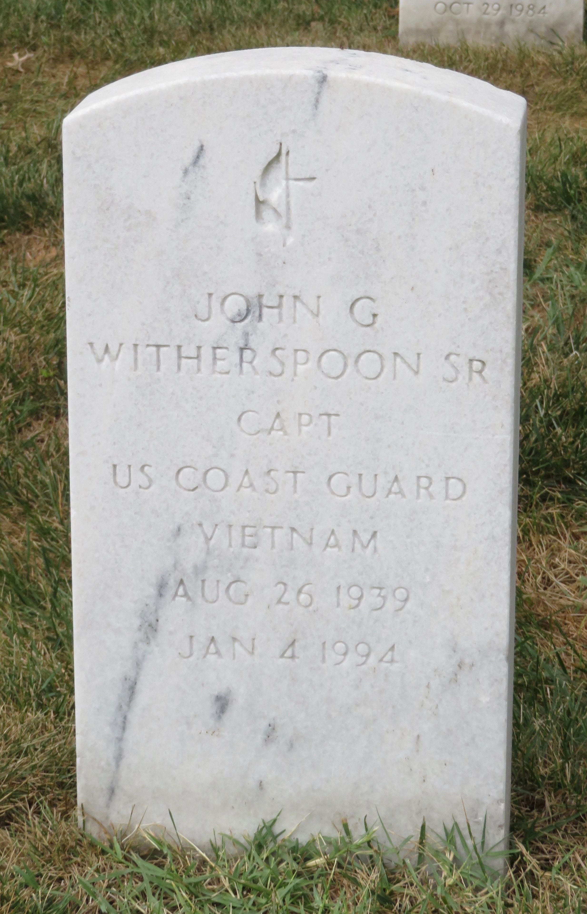 John Gordon Witherspoon’s headstone located at Arlington National Cemetery in Arlington, Virginia. (findagrave.com)