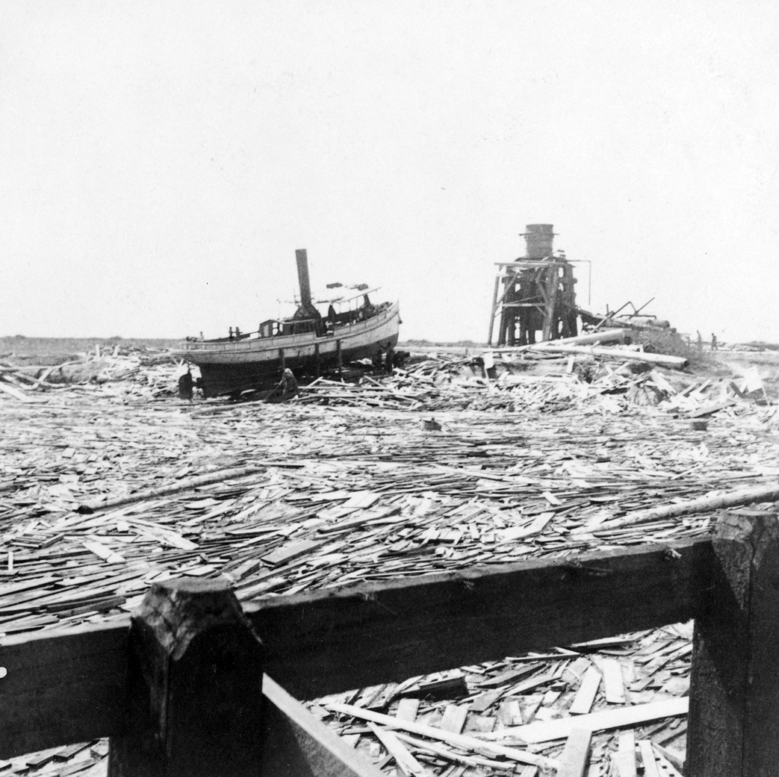 The Galveston waterfront was devastated by the Great Galveston Hurricane of 1900. (Library of Congress)