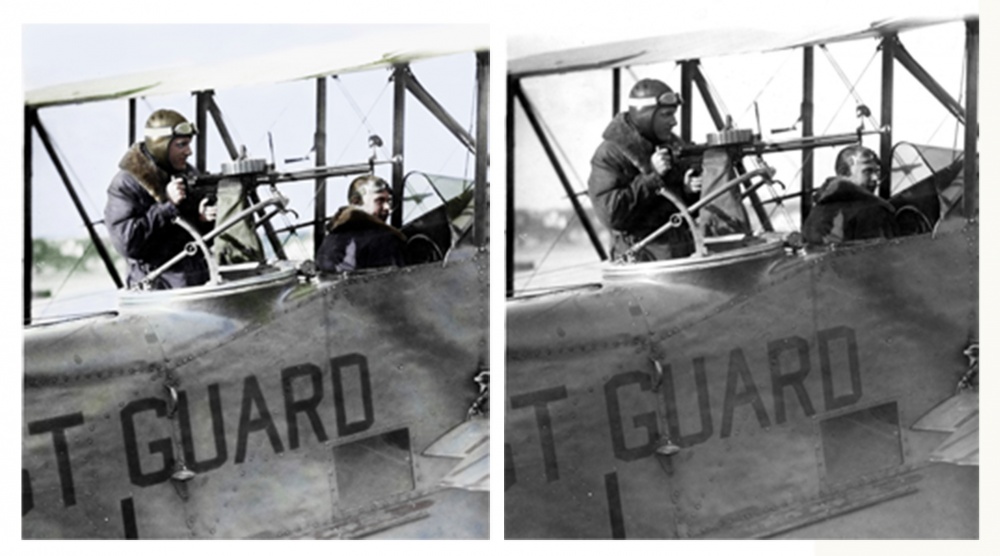 7.	Coast Guard enlisted aviator Charles Thrun perched on the pontoon of a Loening OL-5 during aerial patrols out of Massachusetts. (Coast Guard Aviation Association)